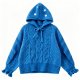 Blue Polka-Dot Bow-Hood Sweater